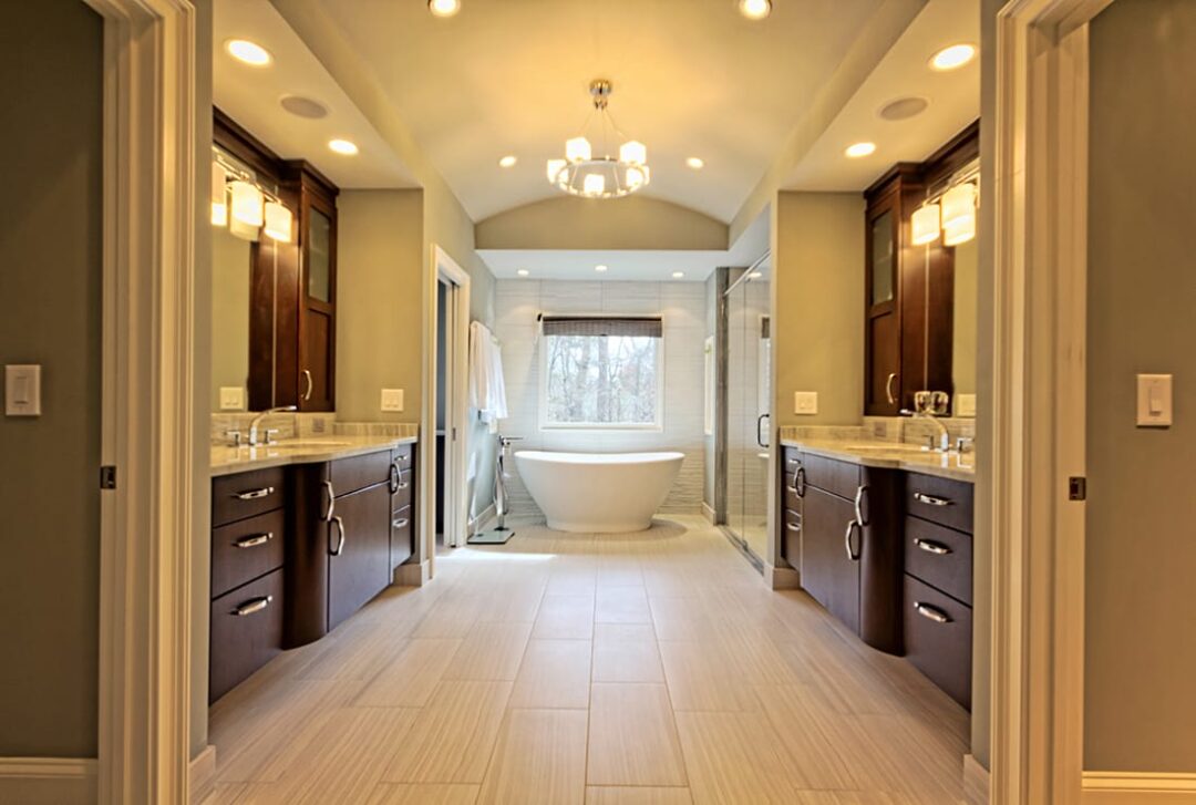Gallery image showcasing a long hallway with a bathtub and walk-in shower, situated in Norcross, GA